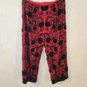 Jewel Queen collection by‎ Angelique Silk Pants 8 handmade in India sequin Beads